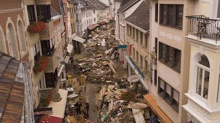 Germany floods Drone footage captures devastation in German town [upl. by Benny869]