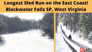 LONGEST SLED RUN on the East Coast Blackwater Falls State Park West Virginia [upl. by Atila]