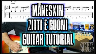 Måneskin  Zitti E Buoni Guitar Tutorial Lesson [upl. by Amyaj]