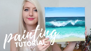 PAINTING TUTORIAL Acrylic Ocean for Beginners  Katie Jobling Art [upl. by Nnylyma]