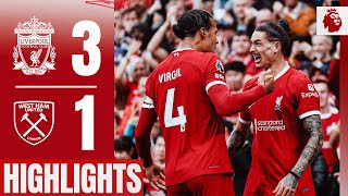 HIGHLIGHTS BRILLIANT Nunez volley amp Salah makes MORE history  Liverpool 31 West Ham [upl. by Lotsyrk]