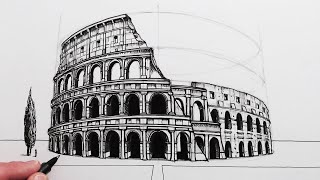 How to Draw The Colosseum in Perspective [upl. by Drummond]