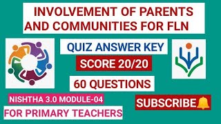 Nistha3O  FLN Module 4  Involvement of Parents and Communities  Quiz Complete Sets Answer Keys [upl. by Everara116]