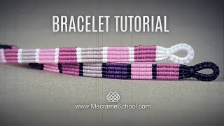 Striped Macramé Bracelet Tutorial by Macrame School [upl. by Barn537]