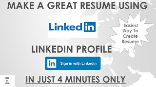 How To Build Resume Using LinkedIn Profile  Create A Quick Resume From Your LinkedIn Profile  CV [upl. by Amada]