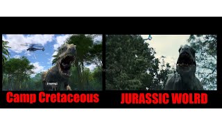 Jurassic World VS Camp Cretaceous  Scene from Indominus Rex and the Helicopter [upl. by Ellevel]