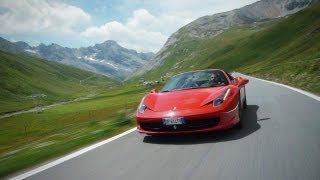 Ferrari 458 Spider on the Stelvio Pass  CAR and DRIVER [upl. by Lrig968]