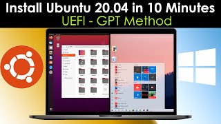 How to Dual Boot Ubuntu 2004 LTS and Windows 10  2022   UEFI  GPT Method [upl. by Eilerua]