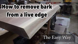 How to remove bark from a live edge slab  walnut live edge  how to  woodworking [upl. by Eitteb317]