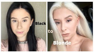 Bleaching my hair at home  BLACK to BLONDE  Part 1 [upl. by Ysiad]