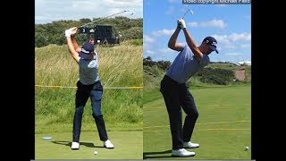 Justin Thomas golf swing  Long Iron faceon amp downtheline July 2017 [upl. by Aicsila]