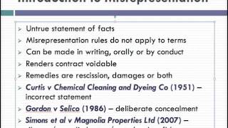 Misrepresentation Lecture 1 of 4 [upl. by Aznerol434]