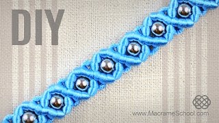 DIY Easy Macramé Eternal Wave Bracelet with Beads  Tutorial [upl. by Eidak206]