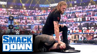 Edge returns to launch a surprise attack on Roman Reigns SmackDown June 25 2021 [upl. by Oiziruam604]