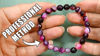 How To Make A Beaded Elastic Bracelet  No Glue Professional Method  Easy DIY jewelry tutorial [upl. by Amliw]