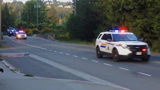 EXTREMELY RARE 6 West Shore RCMP units amp 2 BC Ambulance units responding [upl. by Aicineohp]