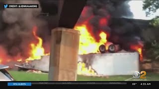 TractorTrailer Fire On NJ Turnpike In Carteret [upl. by Vladamar507]