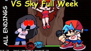 VS Sky Full Week ALL ENDINGS  BOT  Friday Night Funkin Mod [upl. by Adnelg]