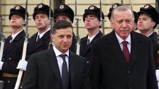 Turkish President Shouts Ukrainian Slogan That Rankles Russia [upl. by Notsek]